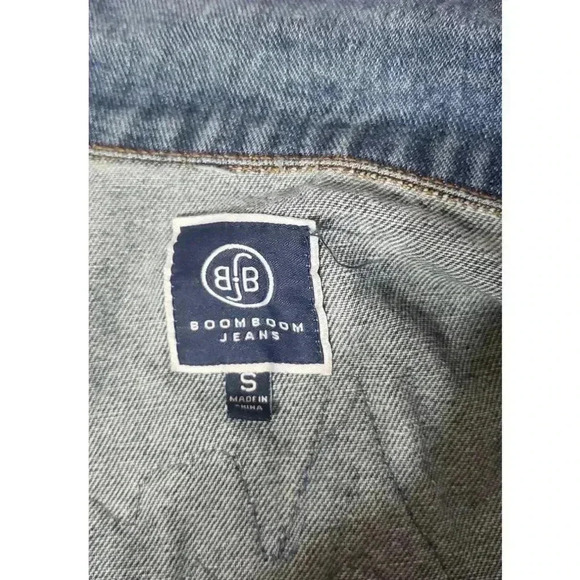 Boom Boom womens jean jacket size small over sized fit short beaded tiger - Picture 6 of 7